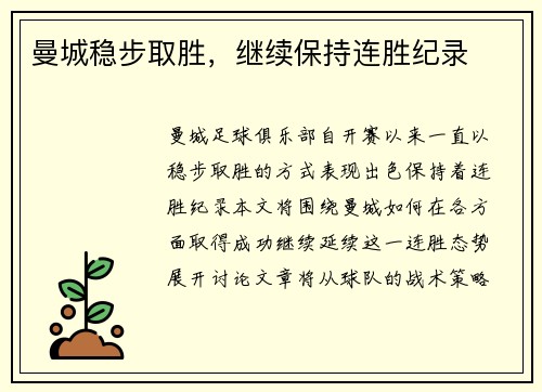 曼城稳步取胜，继续保持连胜纪录
